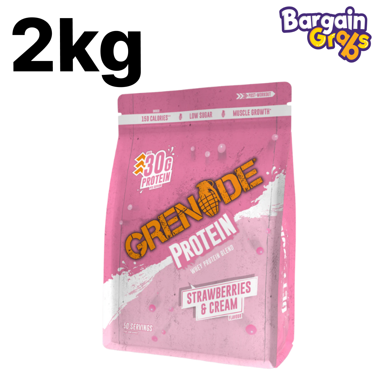 Grenade Protein Powder 2kg – Strawberry & Cream or Birthday Cake
