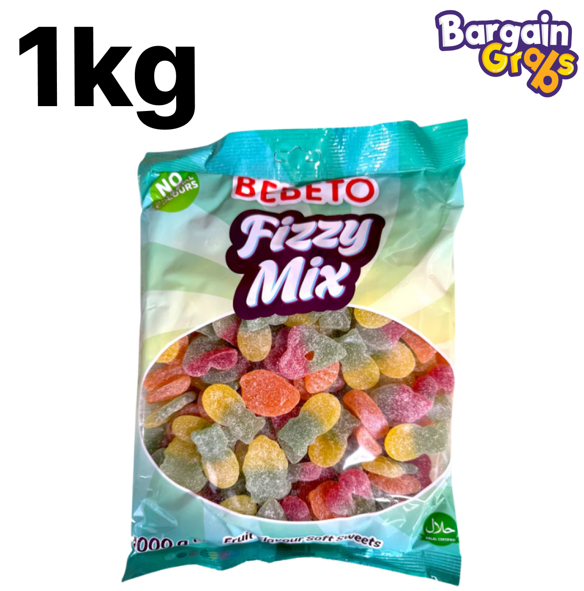 Bebeto Fizzy Mix 1kg Bag – assorted fizzy gummy sweets in bulk share pack