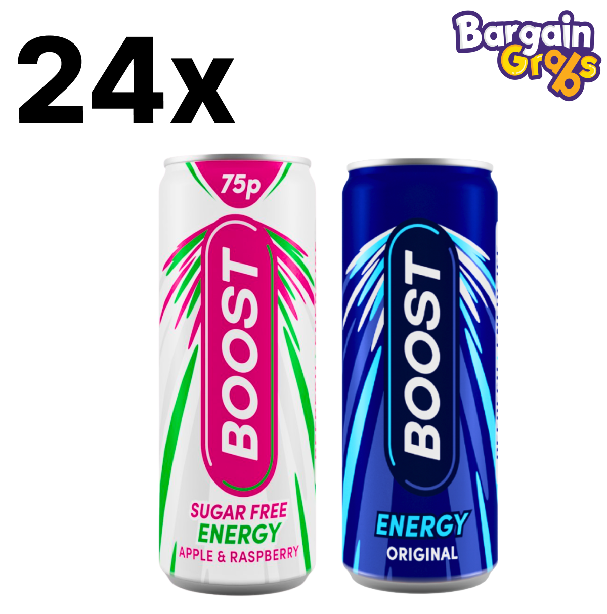 Boost Energy Drink 250ml Cans Pack of 24 – available in Original or Apple Raspberry Sugar Free, energising drinks for daily refreshment