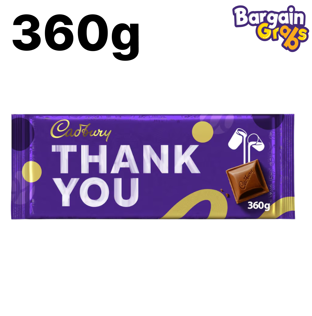 Cadbury Dairy Milk Thank You Chocolate Bar XL 360g – a thoughtful milk chocolate gift to show appreciation