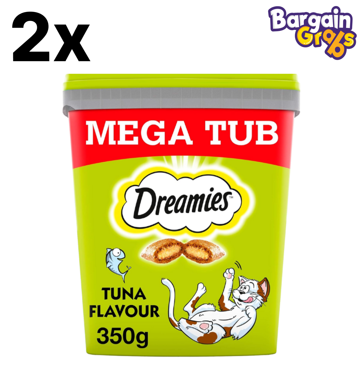 DREAMIES Cat Treats with Tuna Flavour – 2 x 350g MegaTub Crunchy Cat Snacks