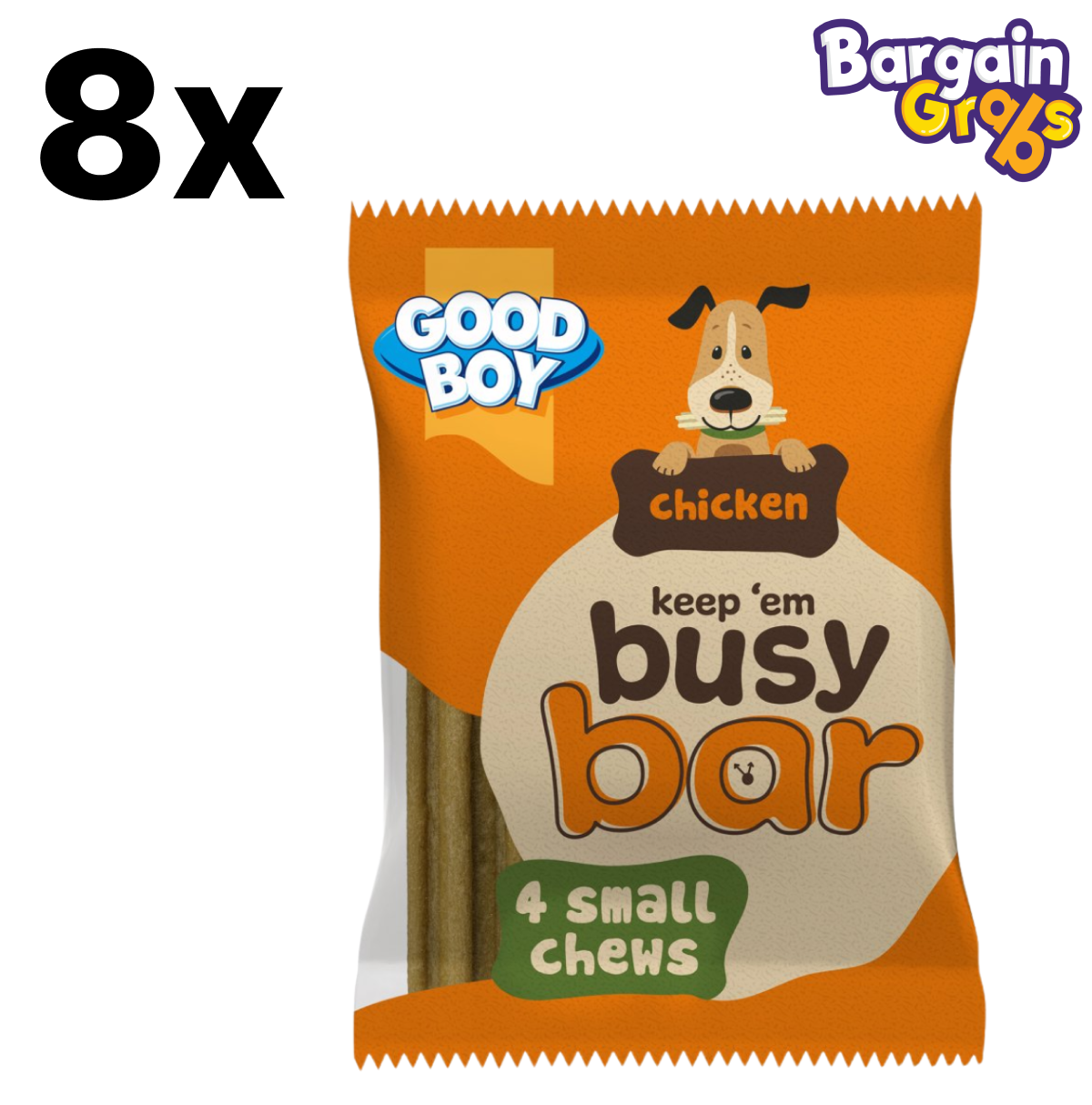 Good Boy Small Busy Bars Chicken Flavour Dog Treats – 8 x 4 Pack Chewy Sticks for Dogs