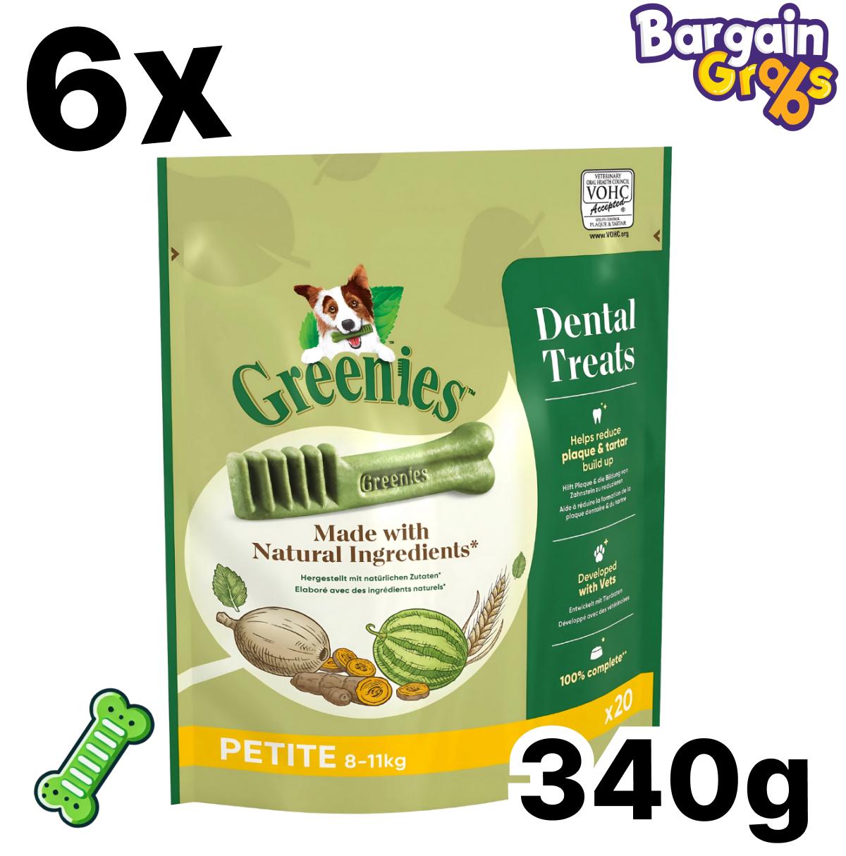 Pack of 6 Greenies The Smart Dental Treats 340g – Petite size for small dogs' dental health and fresh breath