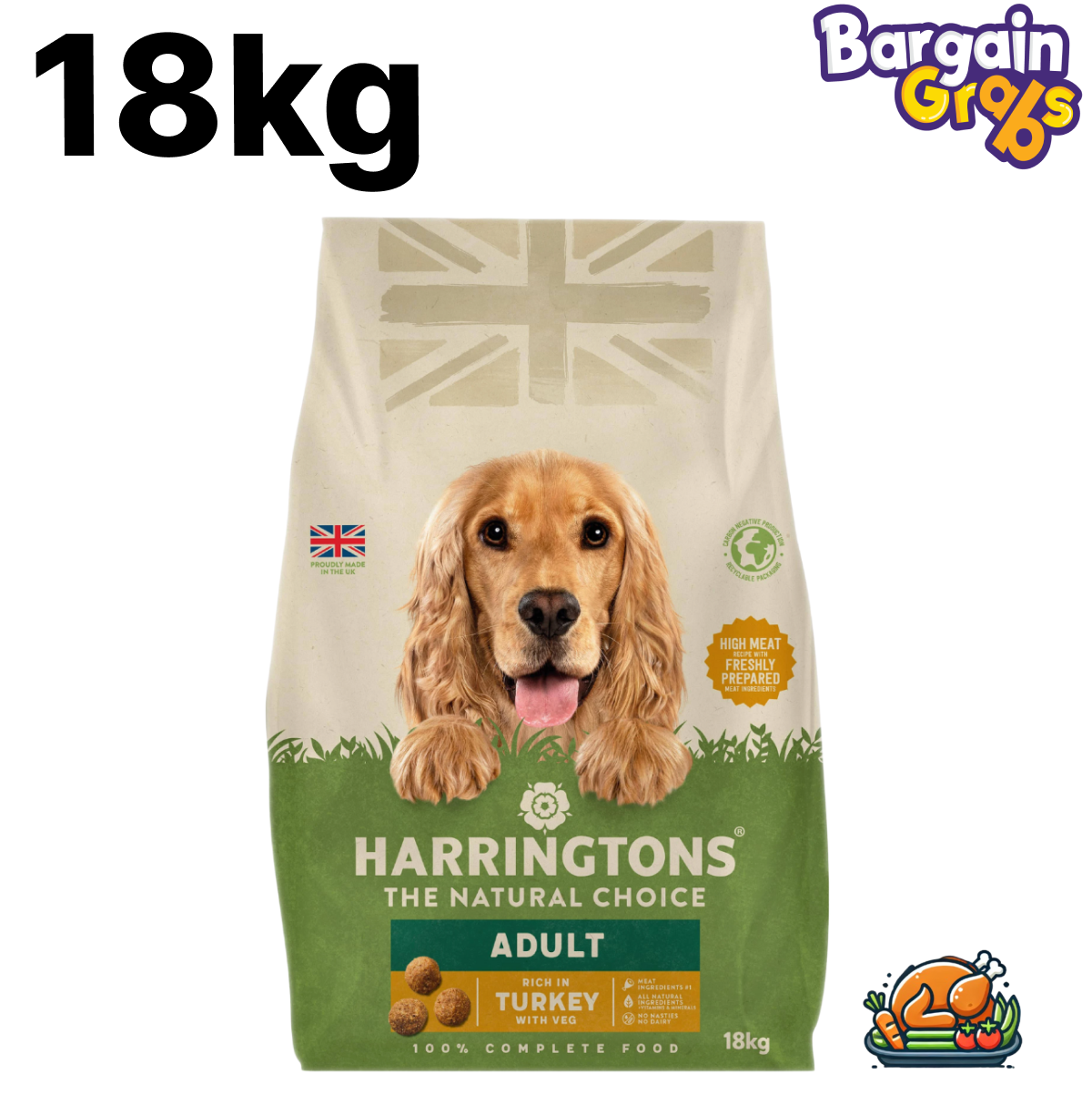 Harringtons Complete Dry Adult Dog Food 18kg – turkey and vegetable recipe for balanced nutrition and healthy digestion