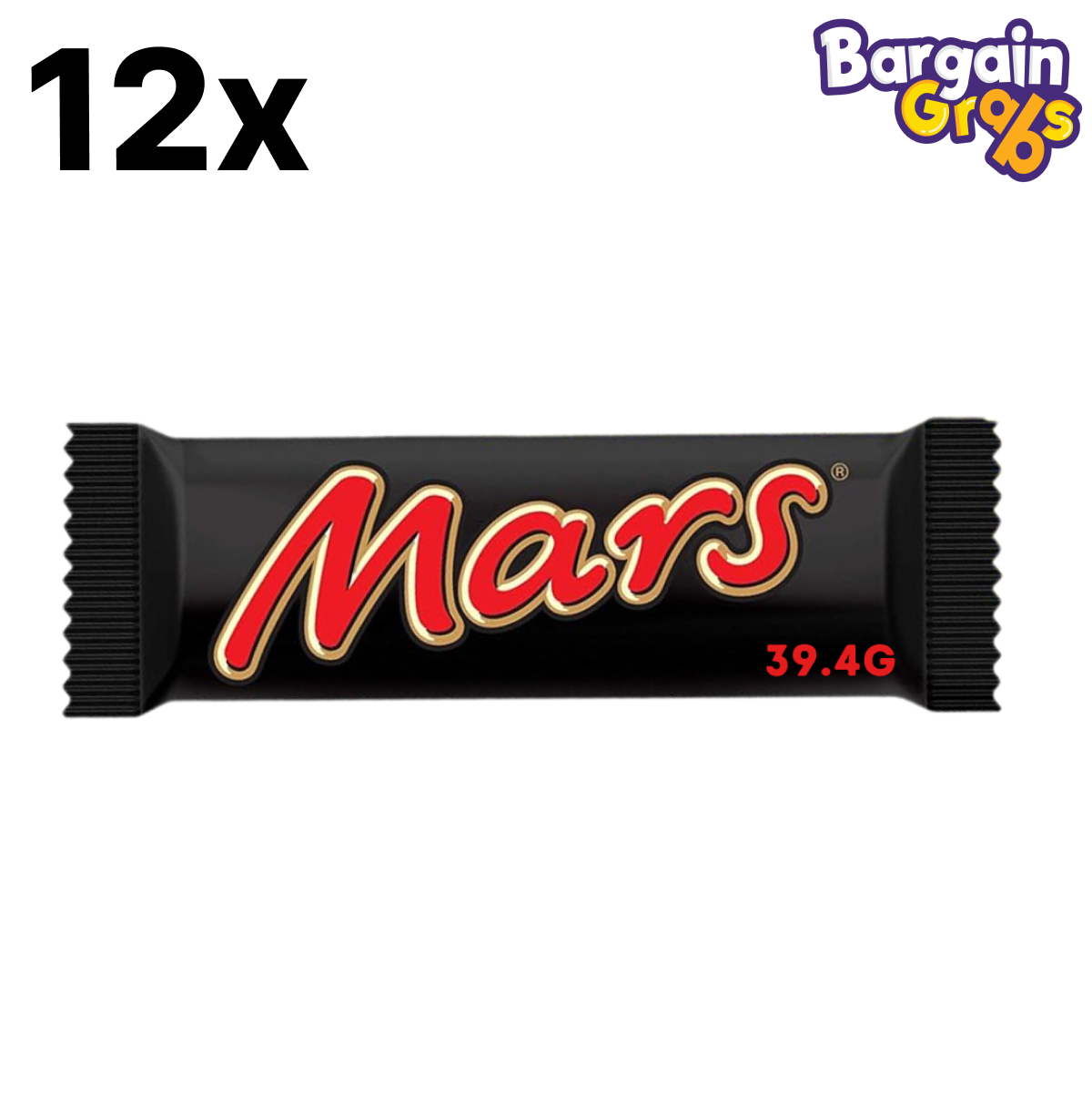12 pack of 39.4g Mars chocolate bars – classic nougat, caramel, and milk chocolate treat