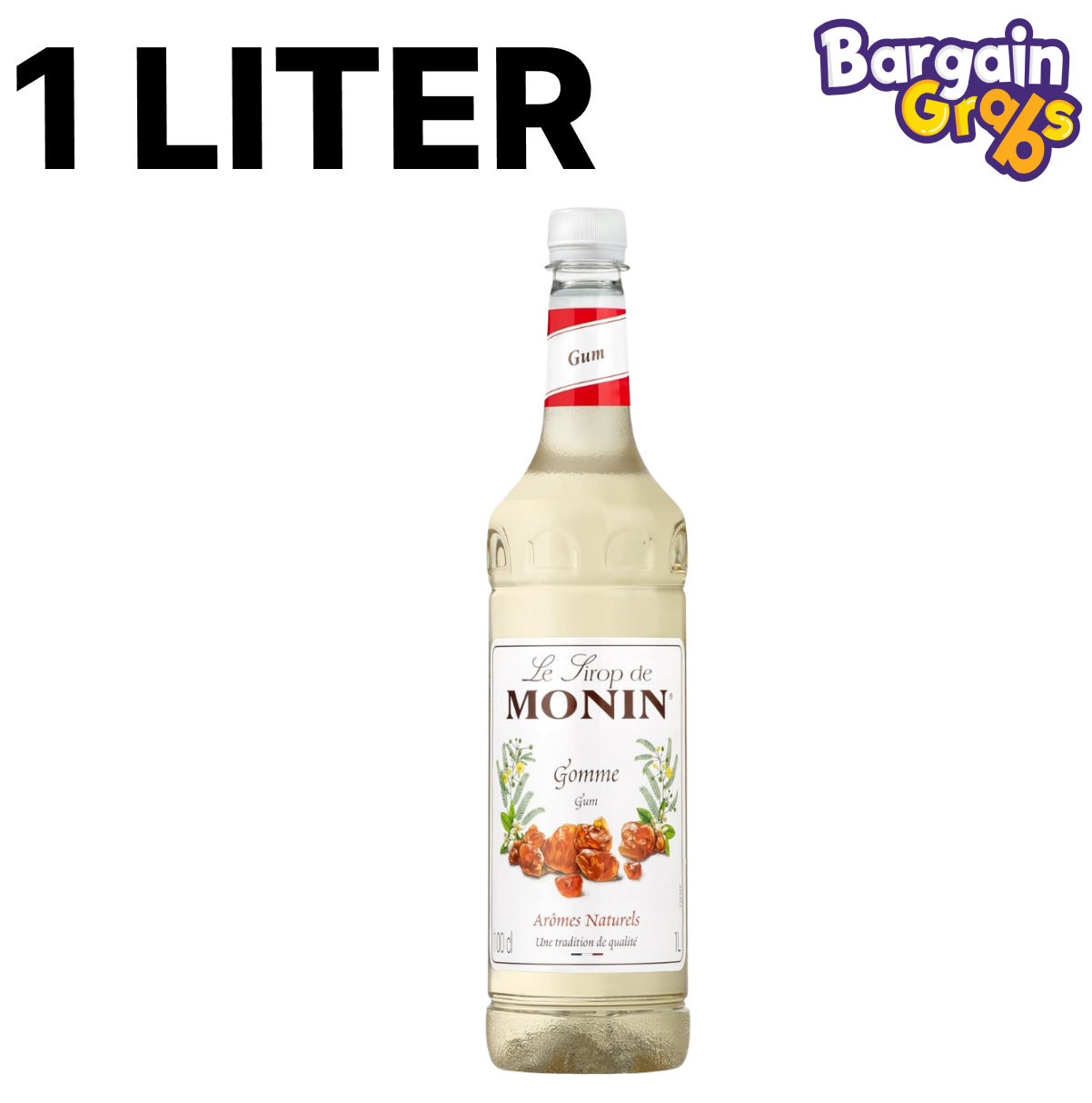 1L bottle of Monin Gomme Syrup – premium cocktail sweetener for smooth texture and balanced sweetness