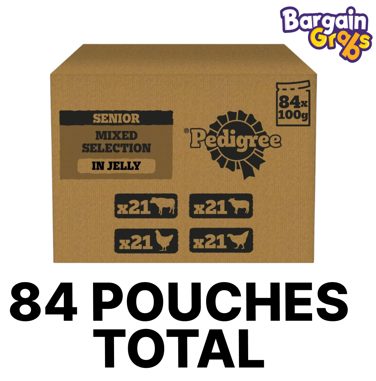 PEDIGREE Senior Dog Food Pouches Mixed Selection in Jelly 84 x 100g Mega Pack – Wet Food for Older Dogs