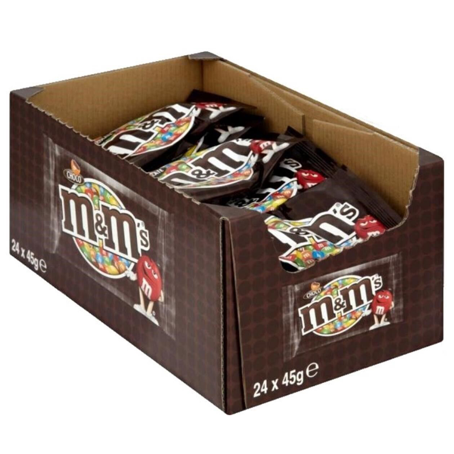 24 x M&M's Choco Milk Chocolate Bag 45g bulk Buy Total 1.08kg BB 02/24