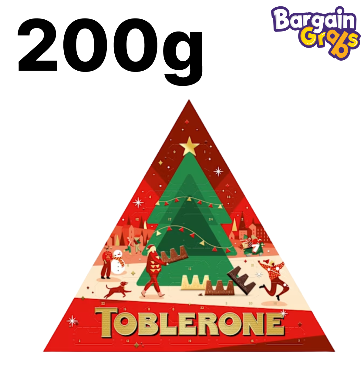 Toblerone Advent Calendar 200g – festive countdown calendar filled with iconic Swiss chocolate in assorted flavours