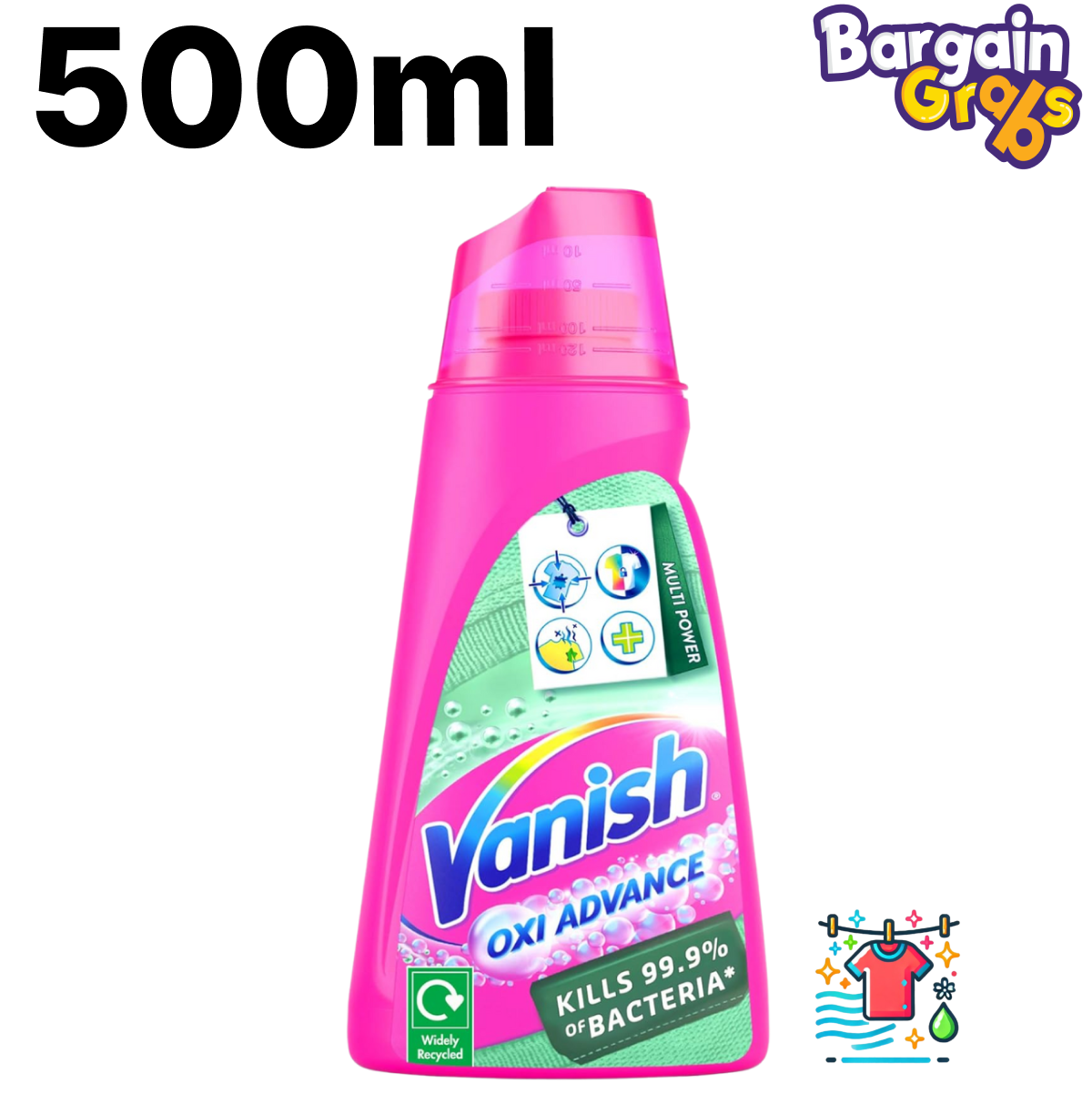Vanish Oxi Advance Stain and Odour Remover Gel for Clothes – 500ml bottle for powerful fabric stain removal and freshness