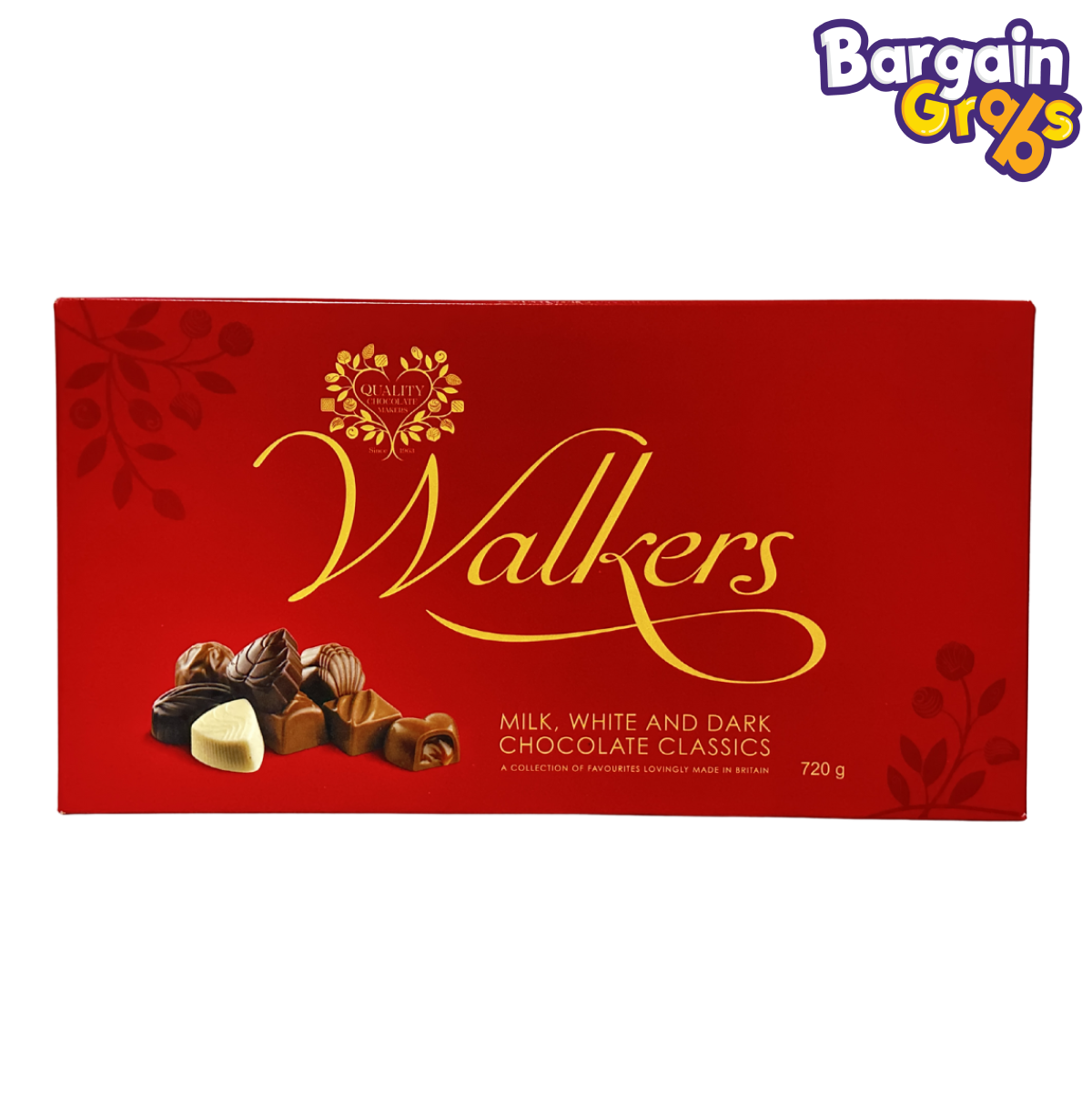 Walkers Milk, White & Dark Chocolate Classics Gift Box 720g – assorted premium chocolates for gifting